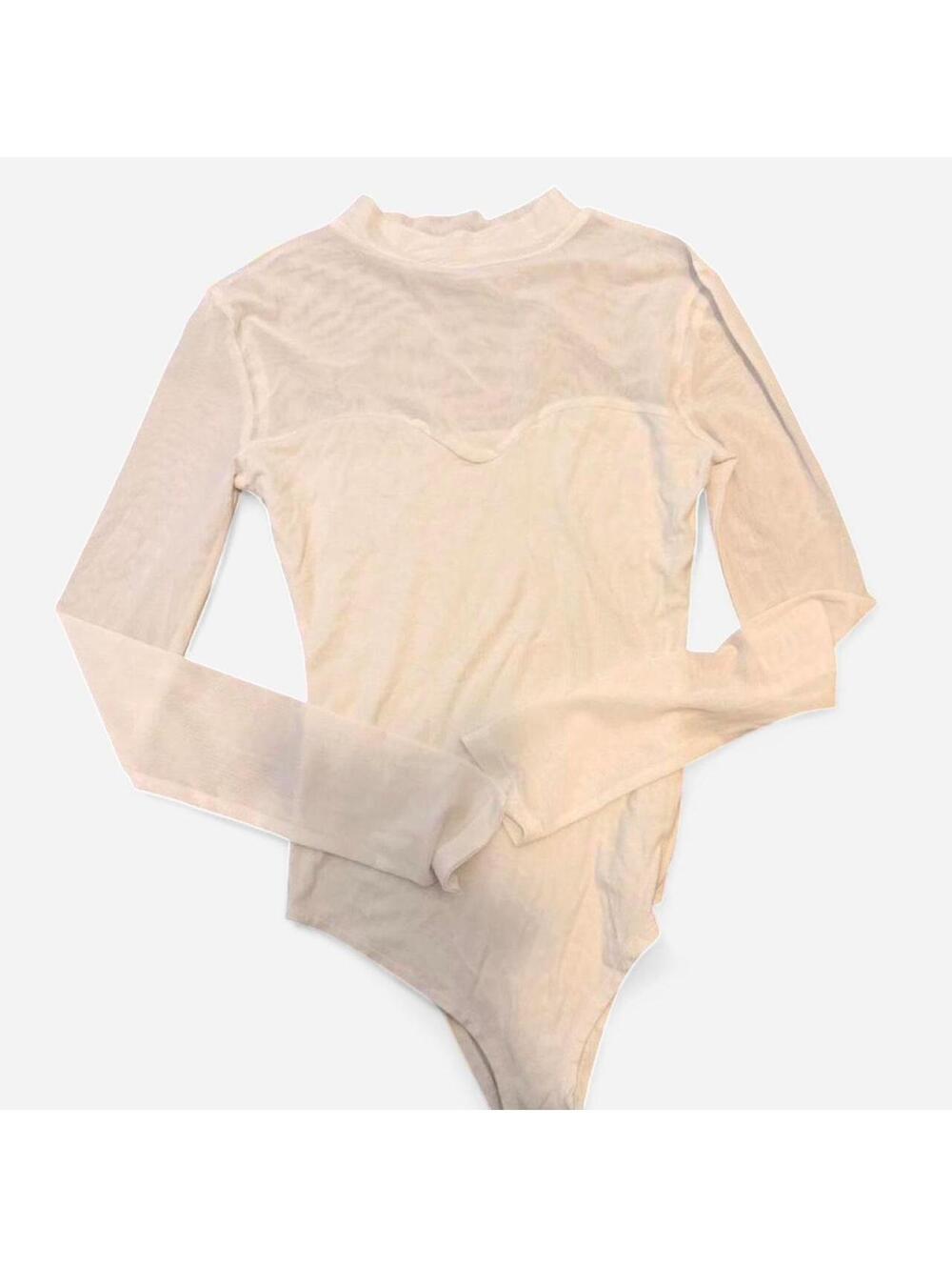 Women's White and Cream Bodysuit